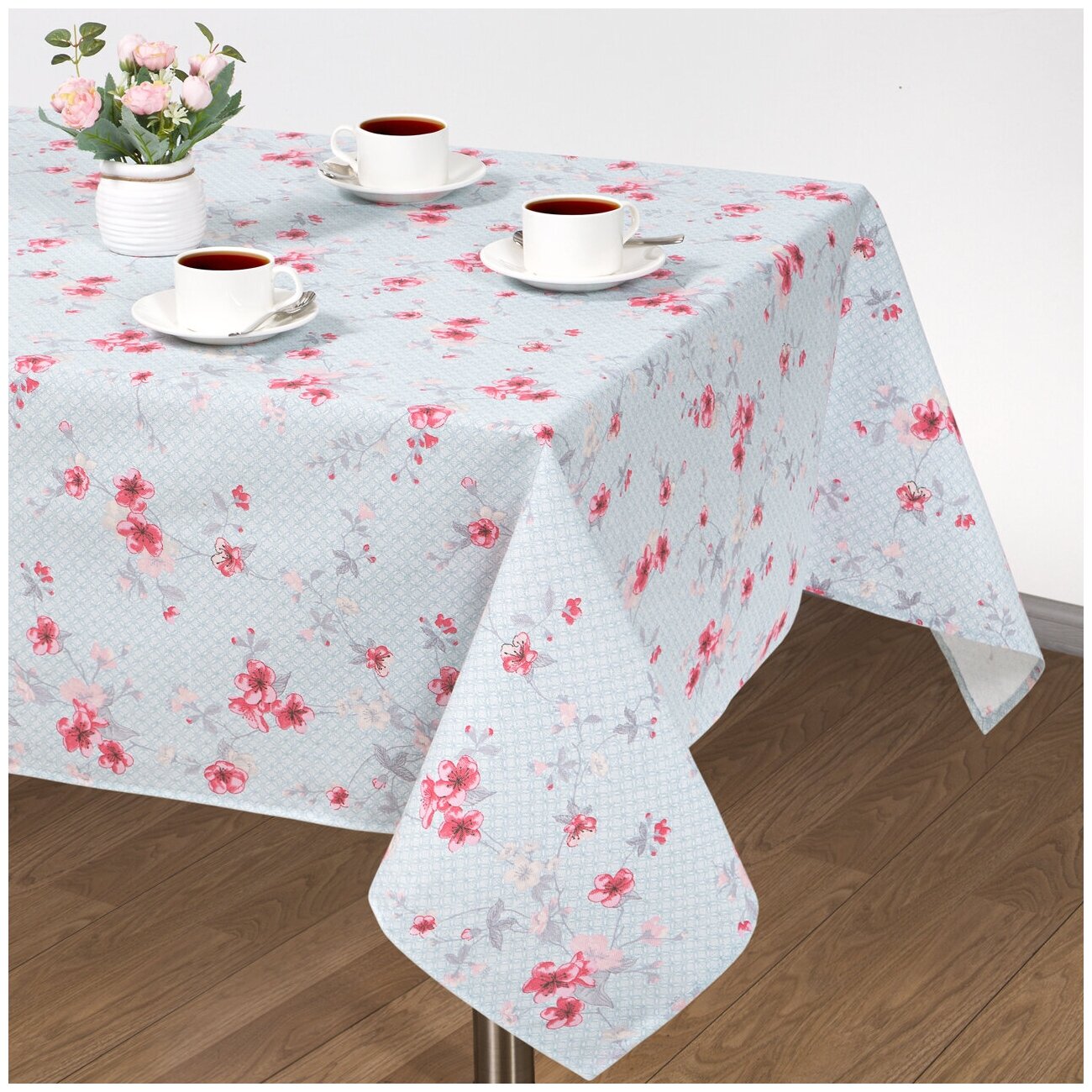 фото Скатерть столовая "Пуэр скатерть" СБ.150*220 АРТ дизайн, 220*145, серый, розовый, голубой