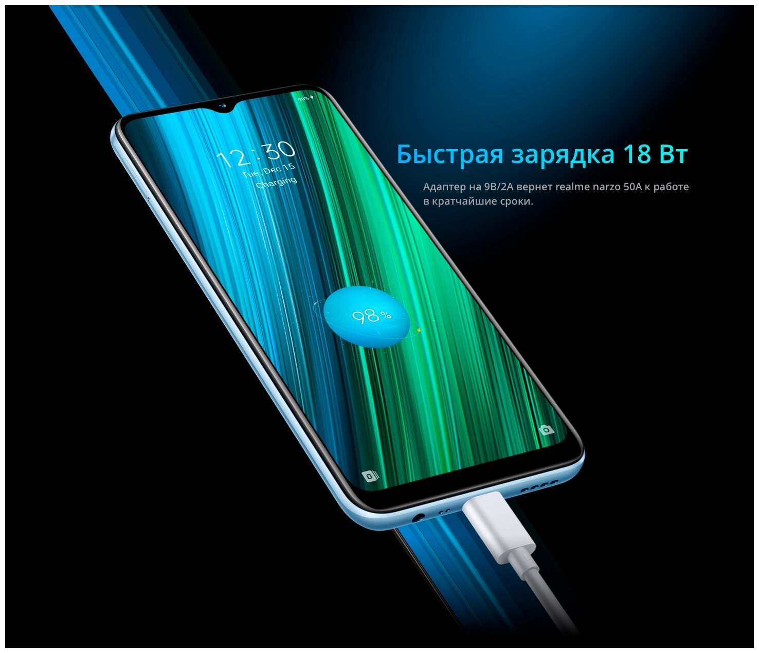 Смартфон realme Narzo 50A 4/128 ГБ RU, синий