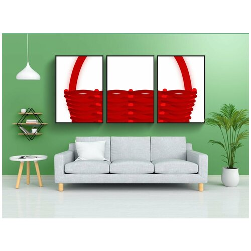 фото Модульный постер "корзина, красный, пластик" 180x90 см. из 3х частей в тубусе, без рамки lotsprints
