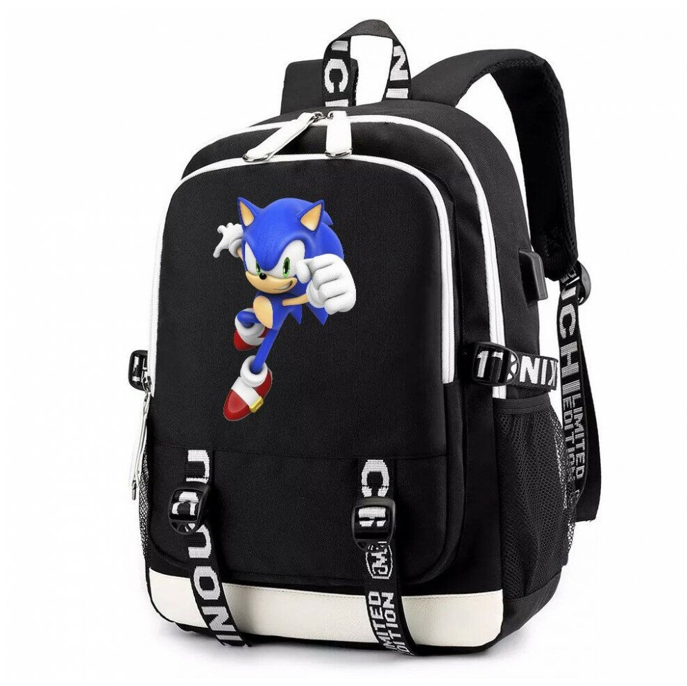 Рюкзак Соник (Sonic) черный с USB-портом №2