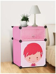 Тумбочка модульная детская "Мальчик", прикроватная тумба, розовый