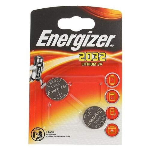 Батарейка Energizer CR2032, в упаковке: 2 шт.