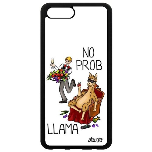 фото Качественный чехол на смартфон // honor v10 / view 10 // "no prob lama" комичный лама без напрягов, utaupia, белый