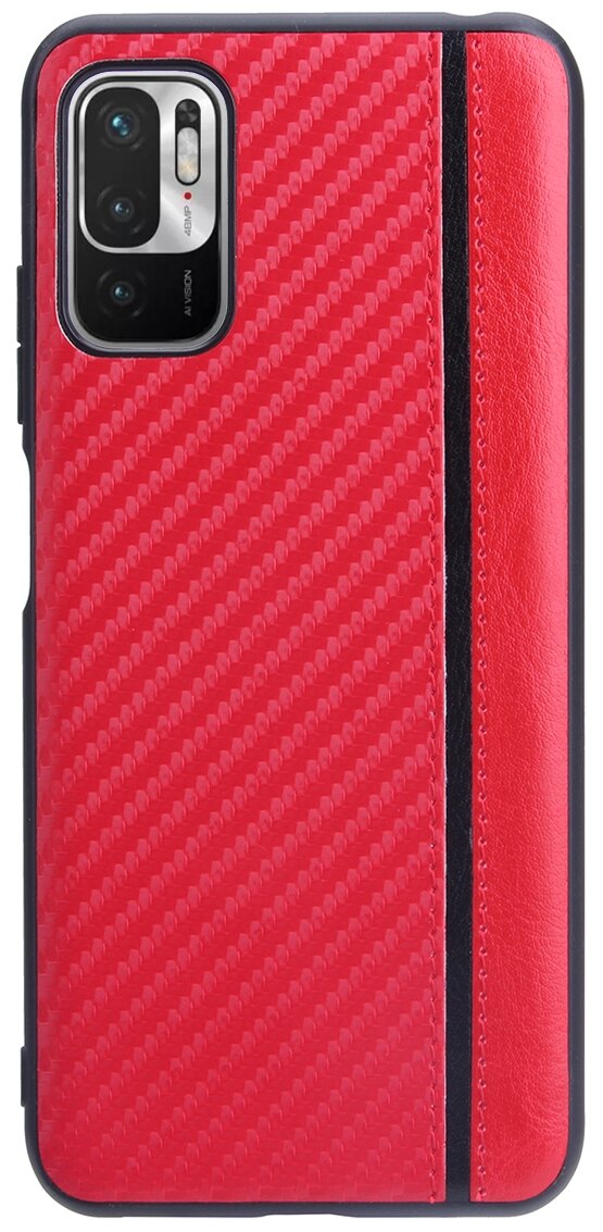 Чехол книжка G-Case Carbon для Xiaomi Redmi Note 10T / Poco M3 Pro, красная