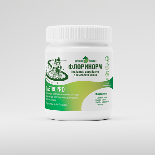 Кормовая добавка HORSE-BIO Флоринорм GastroPro пробиотик для собак и кошек 600 г fortiflora фортифлора пробиотик кормовая добавка для кошек 30 шт по 1 г