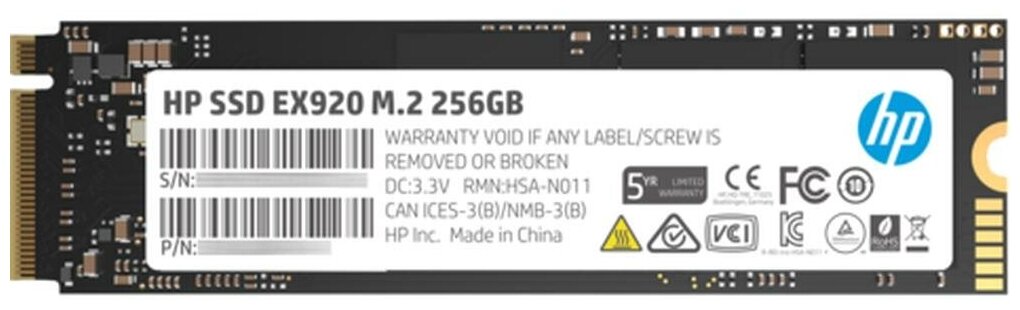 Твердотельный накопитель SSD M.2 256 Gb HP EX920 Read 3200Mb/s Write 1200Mb/s 3D NAND TLC 2YY45AA