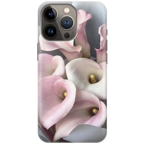 фото Силиконовый чехол на apple iphone 13 pro max / эпл айфон 13 про макс с принтом "розовые каллы gosso