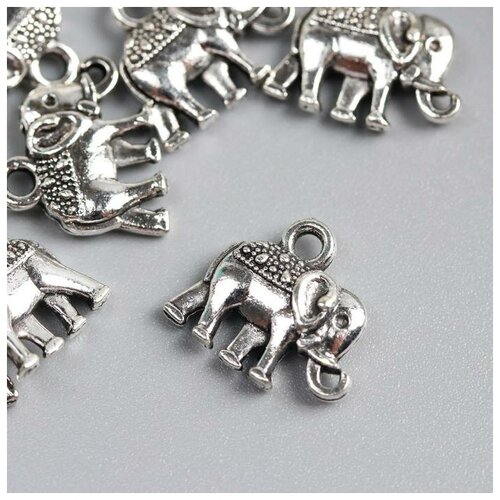 Декор металл для творчества Индийский слон серебро (А16480) 1,3х1,2 см