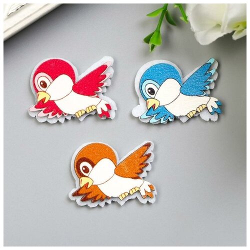 фото Арт узор декор для творчества дерево, войлок "птенчик" набор 6 шт 3,4х2,7 см