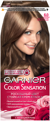 Garnier Стойкая крем-краска для волос "Color Sensation, Роскошь цвета", оттенок 6.0, Роскошный темно-русый