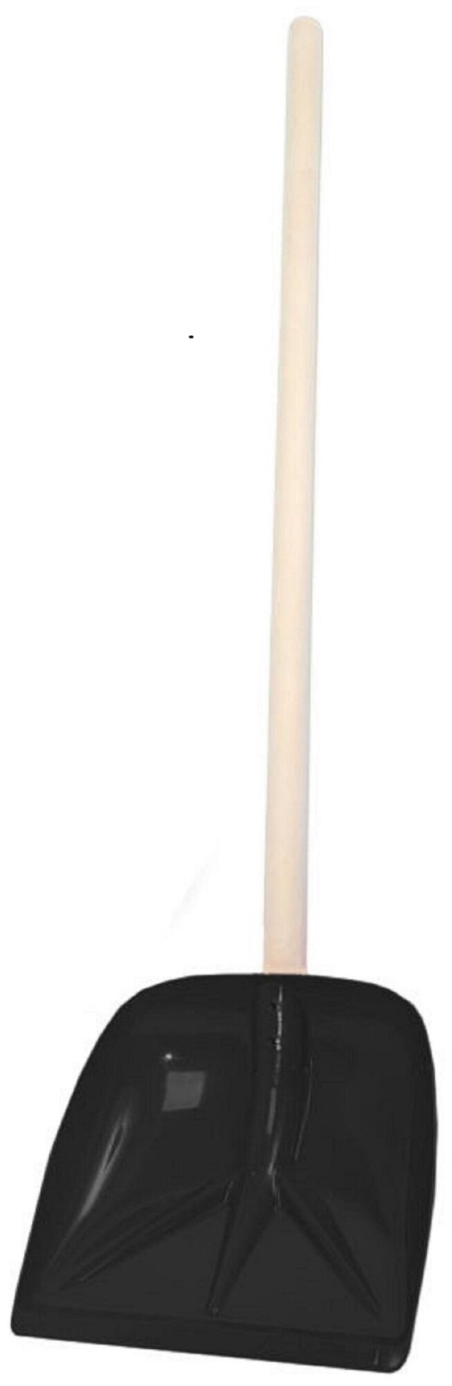 Лопата снегоуборочная Бийск, с черенком, 40х40см, цвет: черный - фотография № 1