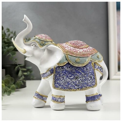 фото Сувенир полистоун "индийский слон в цветной попоне с узорами" 22х22,5х9 см 2534036 сима-ленд