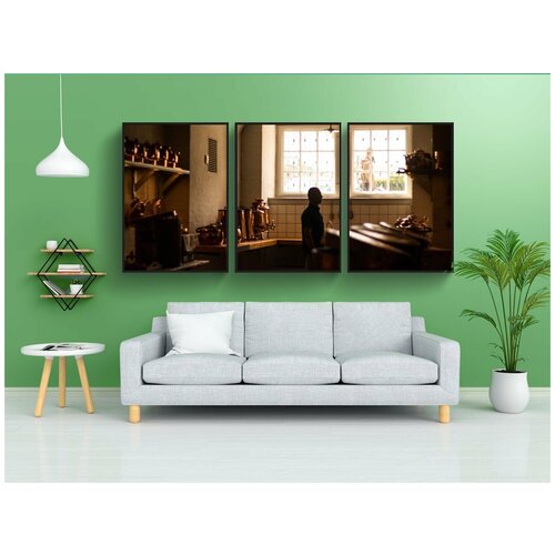 фото Набор модулных постеров для интерьера "кухня, огни, заход солнца" 60x90 см. в тубусе, без рамки lotsprints