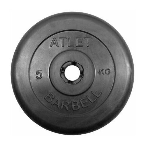 фото Диск обрезиненный черный mb barbell atlet d-31 5кг