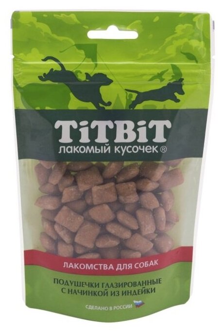 TitBit Золотая коллекция Подушечки глазированные с начинкой из индейки для собак 100г