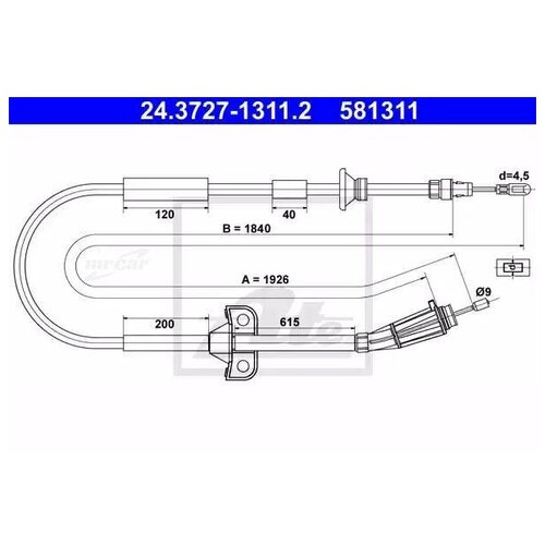 фото Ate 24372713112 трос ручного тормоза