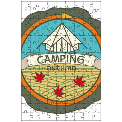 фото Магнитный пазл 27x18см."лагерь, палатка, значок" на холодильник lotsprints