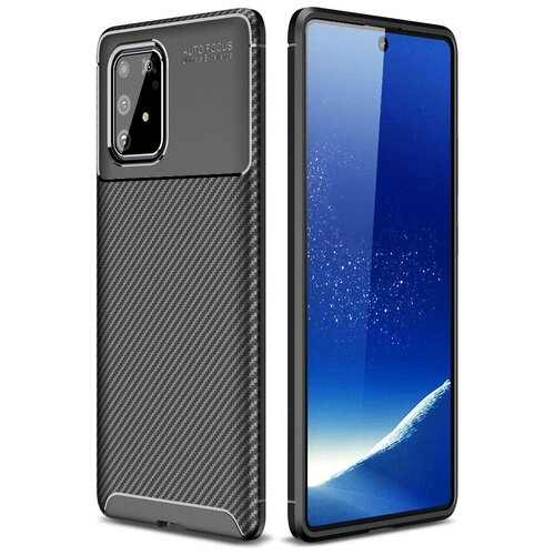 чехол панель бампер mypads для samsung galaxy fold sm f900 из прочного силикона с матовой отделкой под карбон красная Чехол панель-бампер MyPads для Samsung Galaxy A51 SM-A515F (2020) из прочного силикона с матовой отделкой «под карбон» черная