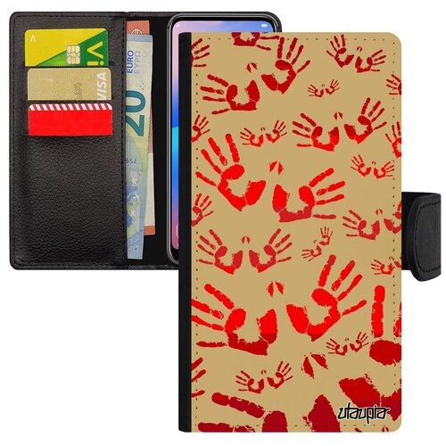 фото Противоударный чехол-книжка для мобильного // apple iphone 8 // "отпечаток ладони" стиль rasta, utaupia, красный
