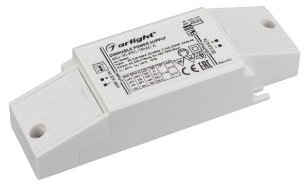 Блок питания ARJ-30-PFC-TRIAC-A (30W, 500-700mA) (Arlight, IP20 Пластик, 5 лет)