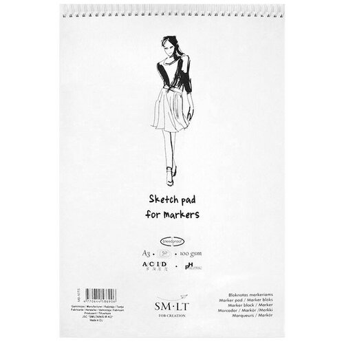Бумага для графики SM-LT Art Альбом SM-LT Authentic Marker 100г/м2 A3 50л белый спираль