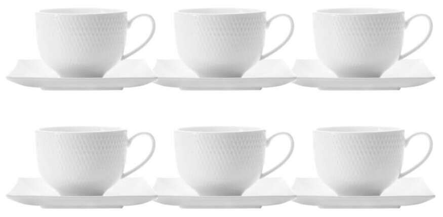 фото Набор 6 чашек с квадратными блюдцами Даймонд 0,22 л. (Maxwell&Williams)