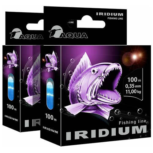 фото Леска aqua iridium 0,35mm 100m, цвет - голубой, test - 11,00kg (набор 2 шт)