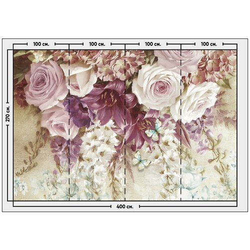 Фотообои / флизелиновые обои Букет с розами 4 x 2,7 м