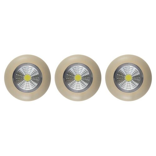 фото Фонарь-подсветка сд pushlight 3pack слоновая кость, cob 3 вт, 3 шт, бат. 3xaaa, ritter, цена за 1 шт.