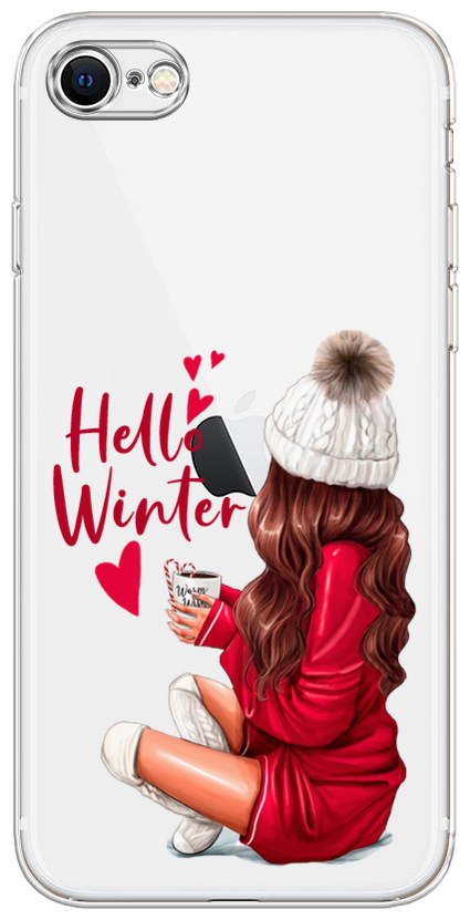 Силиконовый чехол на Apple iPhone SE 2022 / Айфон SE 2022 "Hello winter", прозрачный