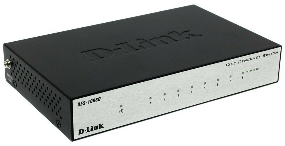 Коммутатор D-Link DES-1008D/L2B (8 портов Ethernet 10/100 Мбит/сек, 1.6 Гбит/сек, Auto MDI/MDIX, Jumbo Frame, IEEE 802.1p) (DES-1008D/L2B)