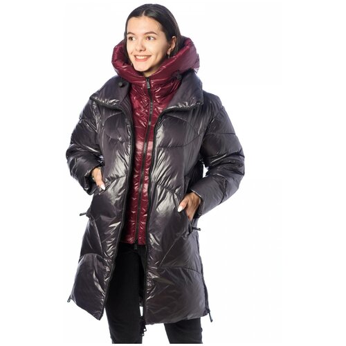 Зимняя куртка женская EVACANA 21916 размер 48, темно-серый