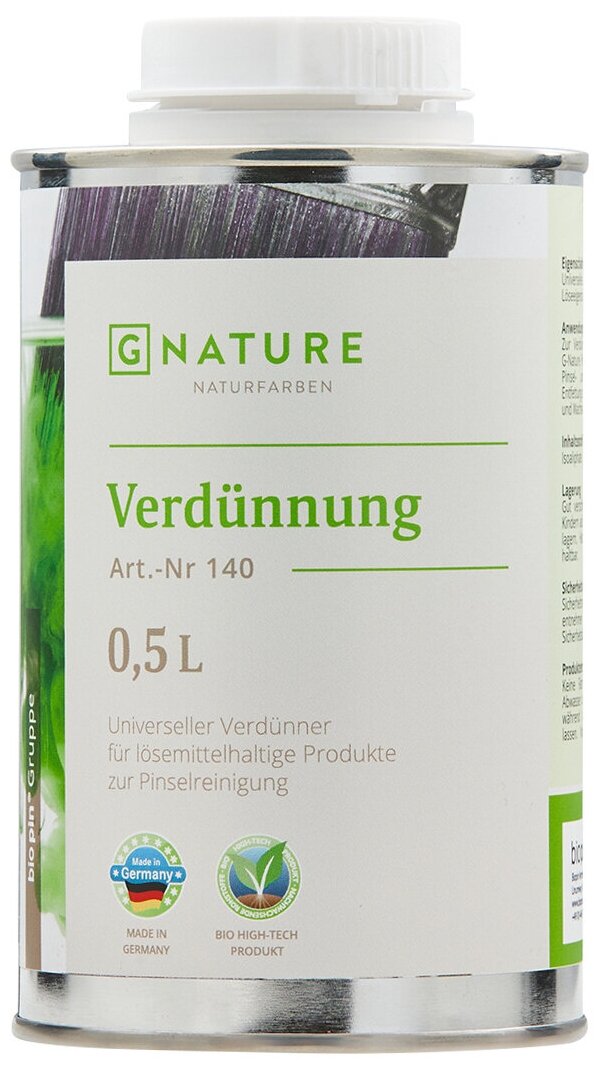 GNature 140 Verdunnung Безопасный растворитель для обработки рабочего инструмента и удаления смоляных пятен 05 л