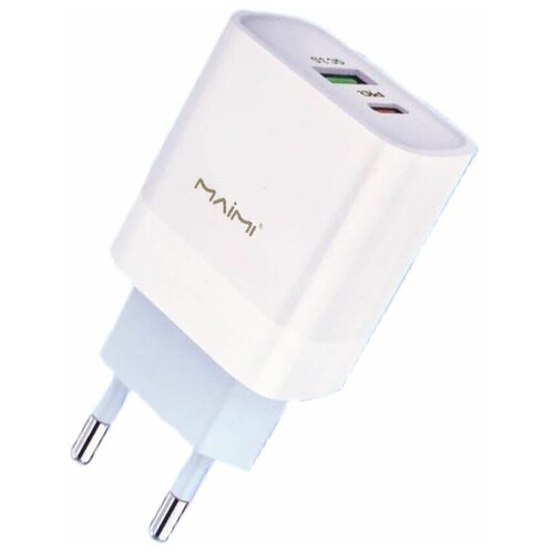 Зарядное устройство Maimi C62 - USB + Type C (PD 3.0) - 20W (3A, 9V) сетевое зарядное устройство 20w блочок type c с поддержкой быстрой зарядки для айфон power delivery 5a дорожное сзу белый