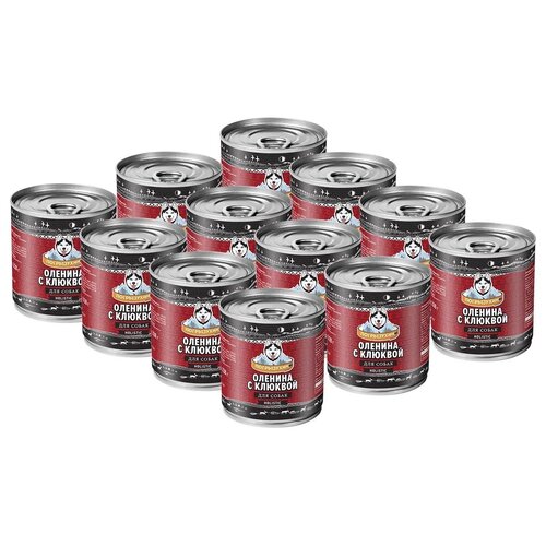 Влажный корм погрызухин для взрослых собак с олениной и клюквой (338 гр х 12 шт)