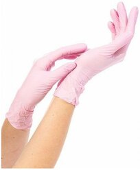 Перчатки NitriMax нитриловые неопудренные розовые 3,8г размер M 50 пар/упк