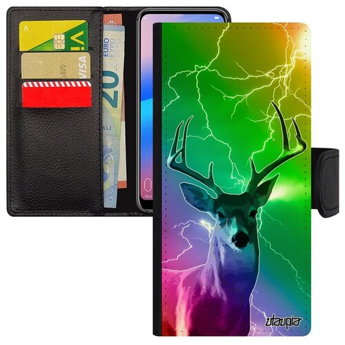фото Стильный чехол-книжка на смартфон // galaxy a12 // "олень" дизайн рога, utaupia, цветной