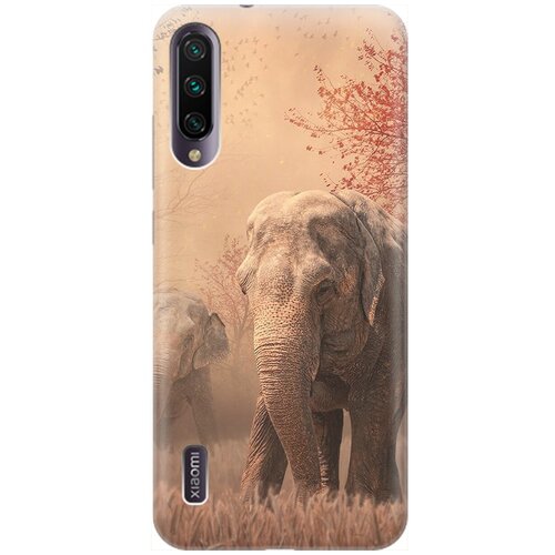 фото Силиконовый чехол на xiaomi mi a3 / cc9e / сяоми ми а3 / ми сс9е с принтом "закатный песочный слон" gosso