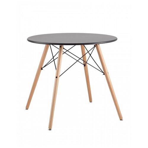 фото Стол обеденный stool group dsw d80 черный, столешница мдф, ножки массив бука