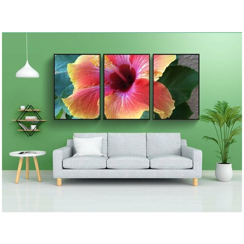 фото Набор модулных постеров для интерьера "гибискус, цветы, летом" 60x90 см. в тубусе, без рамки lotsprints