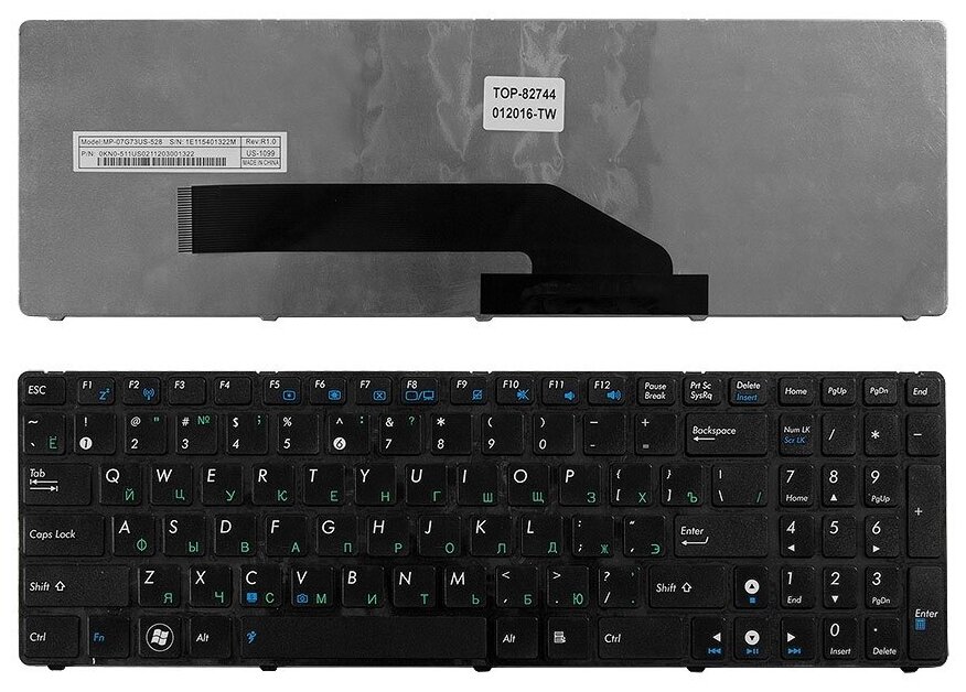 Клавиатура для ноутбука Asus K50 K51 K60 K61 K70 F52 P50 X5 pn 04GNV91KRU00-1 04GNV91KRU00-2 04GNVK5KRU01-2 800₽