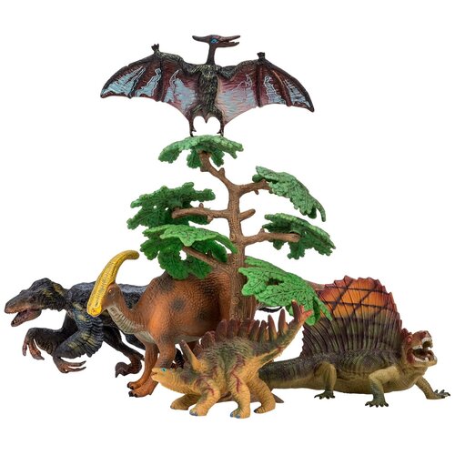 фото Динозавры и драконы для детей серии "мир динозавров": птеродактиль, паразауролоф, троодон, кентрозавр, диментродон (набор фигурок из 6 предметов) masai mara