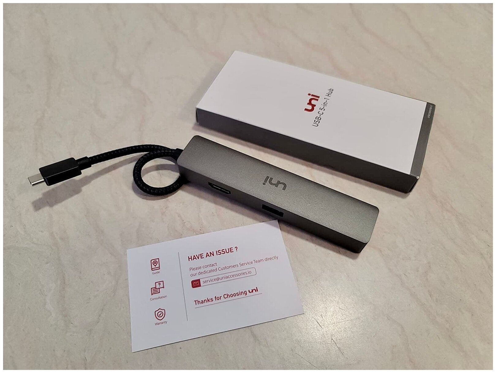 Адаптер uni USB 5-in-1 Hub with 3 USB Ethernet and 4K HDMI серый