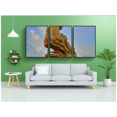 фото Набор модулных постеров для интерьера "статуя наги, змея, безмятежность нага" 60x90 см. в тубусе, без рамки lotsprints