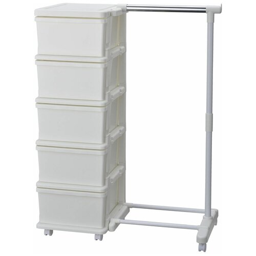 Этажерка с 5 выкатными ящиками и перекладиной, на колесиках 83,5*42*111,2 см, 481014, JEJ