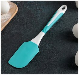 Шпатель кондитерский Skiico Kitchenware 24 см / Силиконовый кулинарный шпатель цвет бело-синий