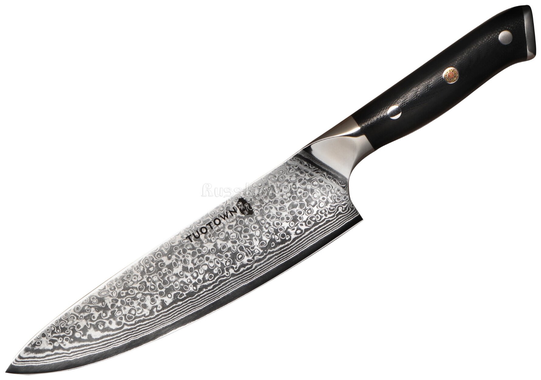 Поварской шеф-нож кухонный, TuoTown CH200 618001, рукоять G10, клинок 20см (VG10-Damascus). - фотография № 4