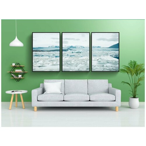 фото Набор модулных постеров для интерьера "ледник, лагуна, исландия" 60x90 см. в тубусе, без рамки lotsprints