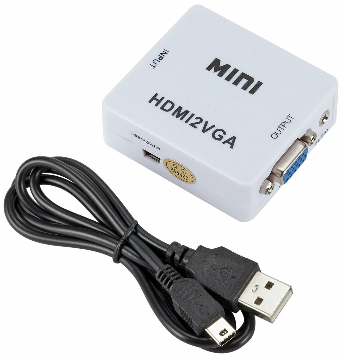 Конвертер переходник из HDMI в VGA (HDMI2VGA) / белый