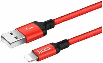 Кабель Hoco X14 USB - Lightning 1 м, красный для зарядки iPhone, iPad, AirPods, Кабель Быстрая зарядка для iPhone / Провод для Айфона